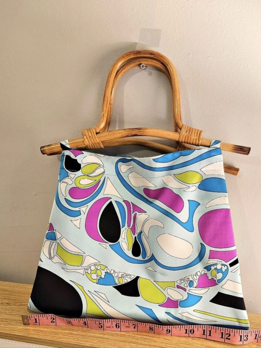 Julie Brown Abstract Print Tote Bag in Blue & Pink